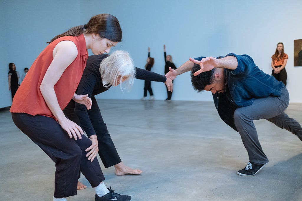 Performance at the Belkin Gallery, June 21, 2018, photo by Justin Lee, performers, Francesca Frewer, Anne Ngan + Arash Khakpour